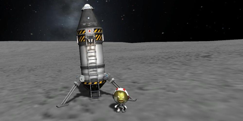 Изображение посадки Кербала на Луну из космической программы Кербала.