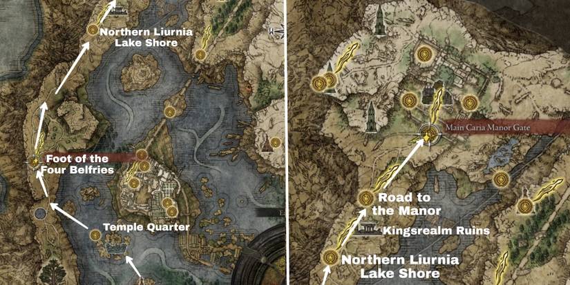 how to get to Caria manor from west Liurnia in elden ring