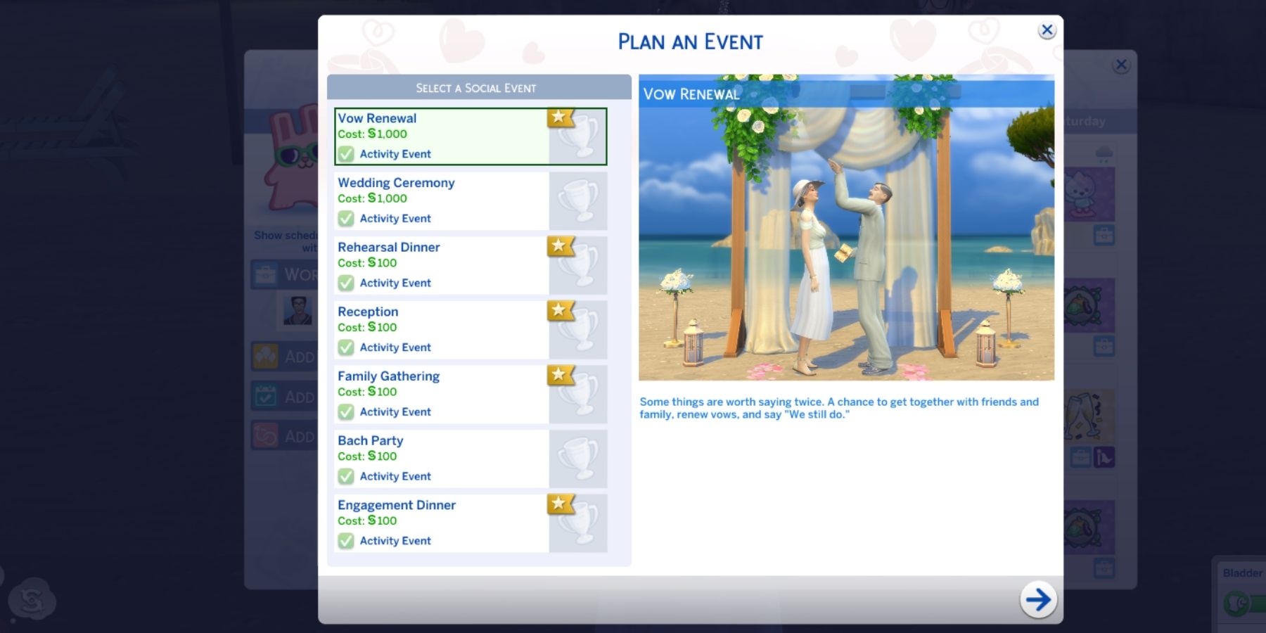 how to renew vows in the sims 4