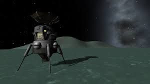 Image of a Space Shuttle on a Planet in Kerbal Space Program. 