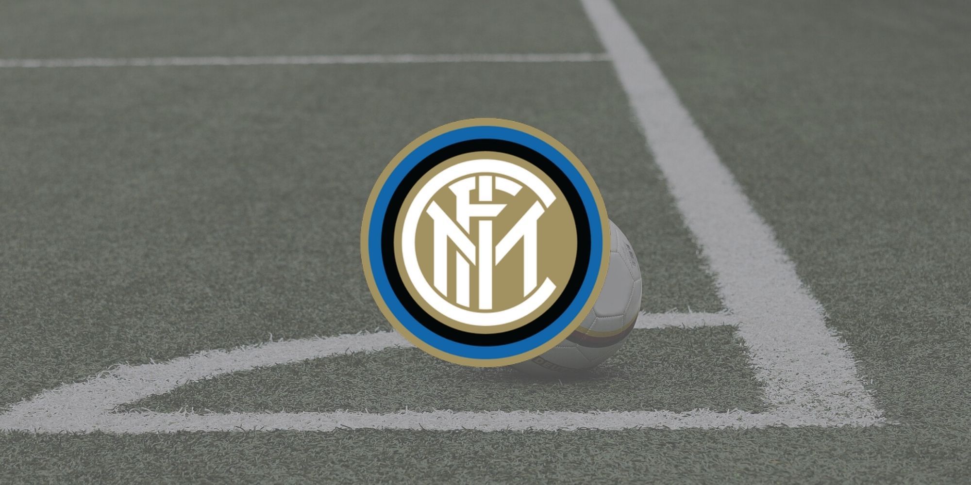 The official Inter Milan club badge over an image of a football field.