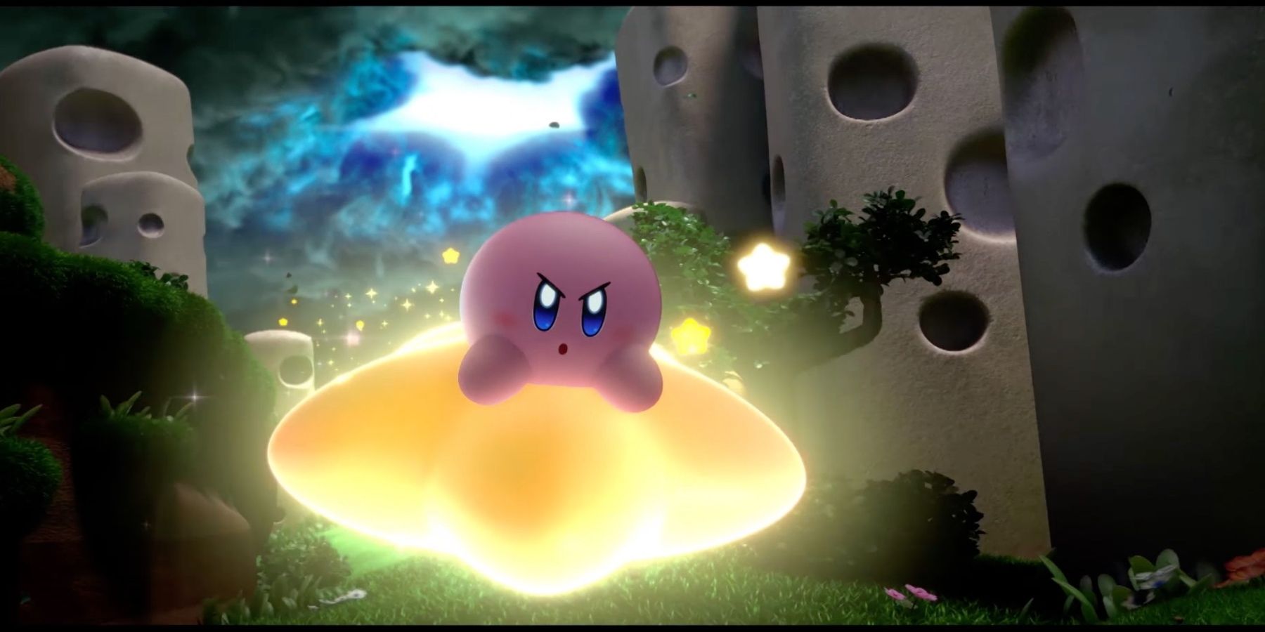 kirby and the forgotten land kirby on star flying