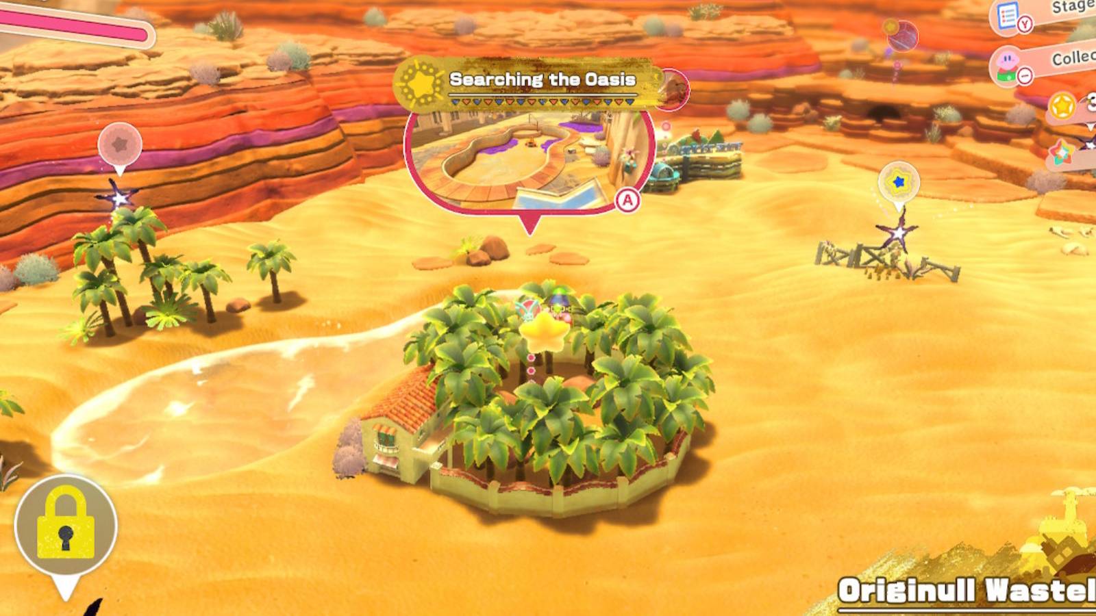 kirby-and-the-forgotten-land-title-card-searching-the-oasis