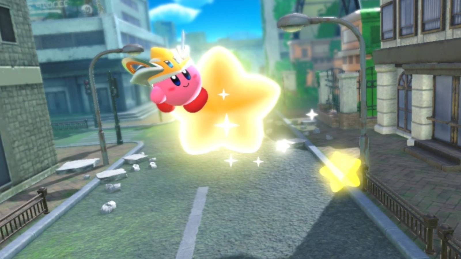 kirby flying on a star forgotten land