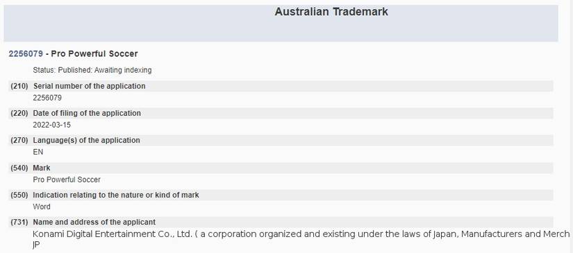 austrailian trademark for pro powerful soccer