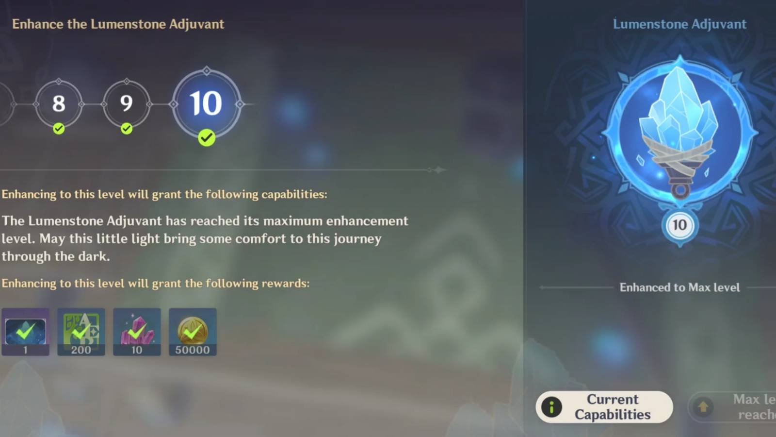 lumenstone adjuvant in Genshin impact