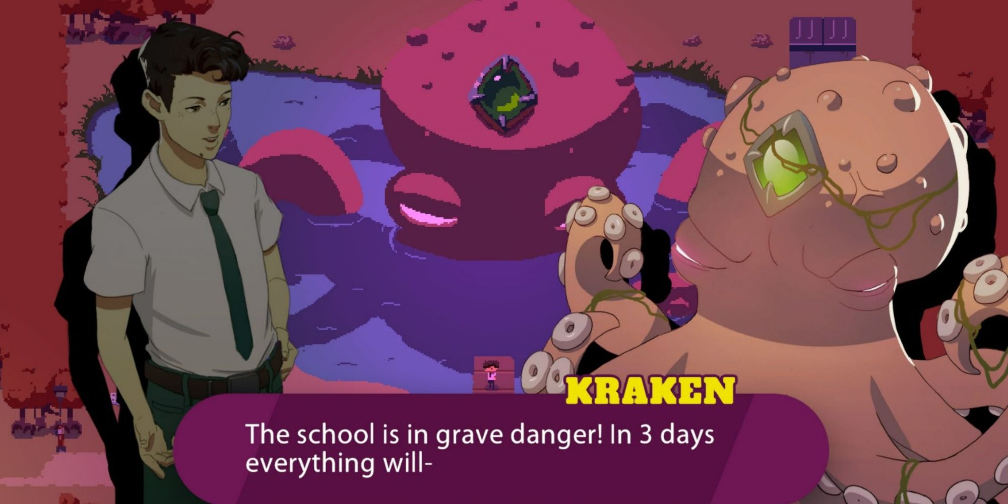 main character talking to the kraken in kraken academy!!