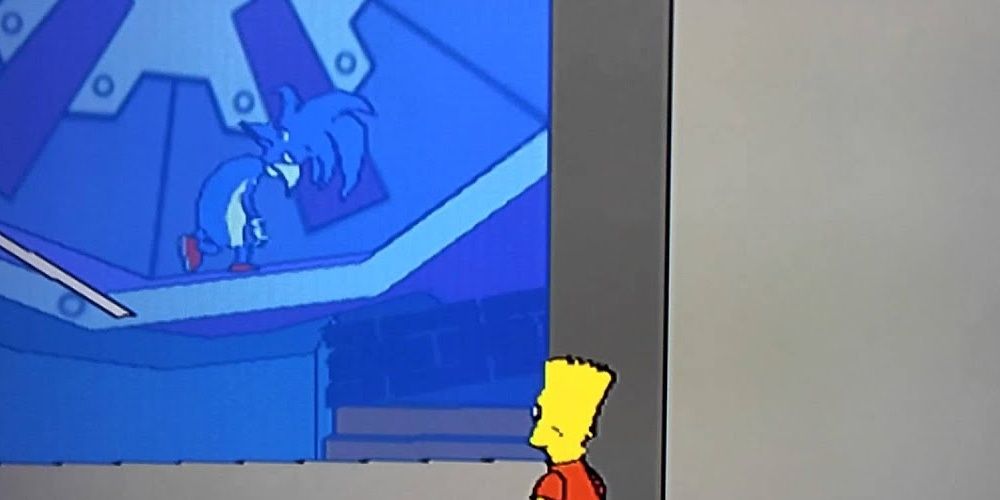 A trapped Sonic the Hedgehog found in The Simpsons Game.