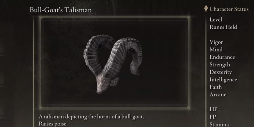 Image of the Bull-Goat's Talisman from Elden Ring.