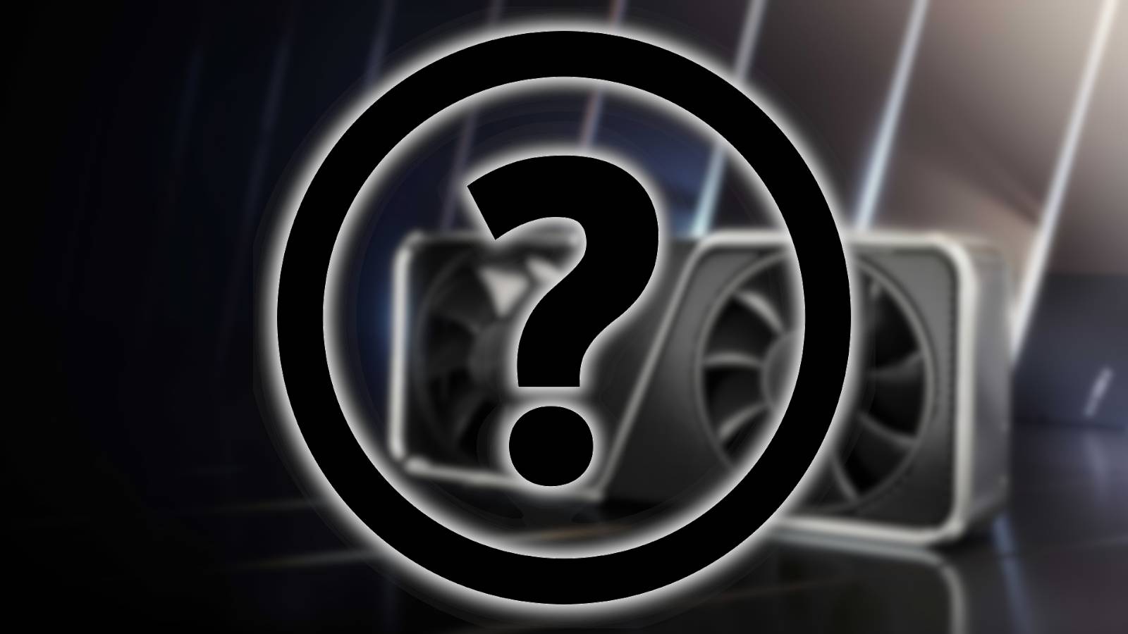 Image of an Nvidia RTX graphics card in the background with a large question mark in the foreground.