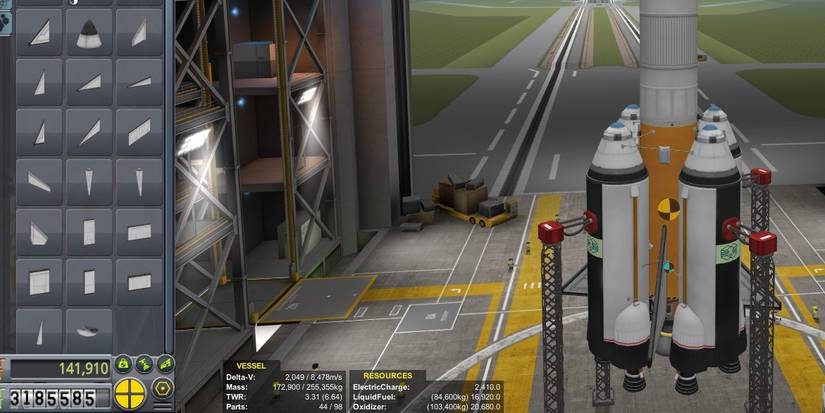 Image of the Rocket Construction Phase from Kerbal Space Program.