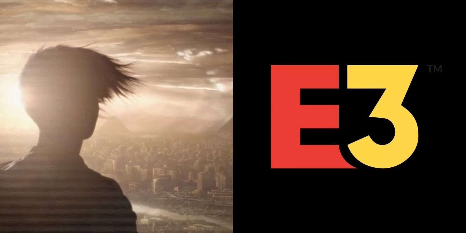 Joanna Dark's silhouette from the Perfect Dark reboot with the E3 logo