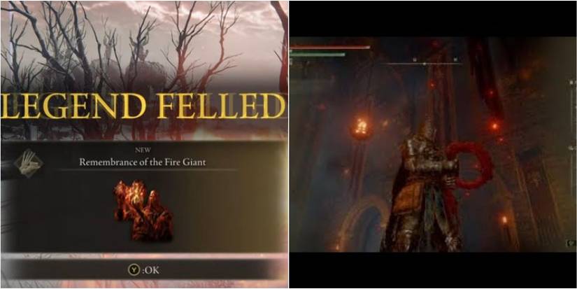  Remembrance of the Fire Giant and a player wielding Giant's Red Braid.