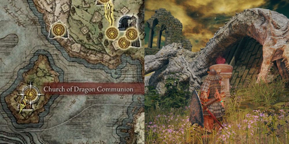 Location of the Church of Dragon Communion in Elden Ring.