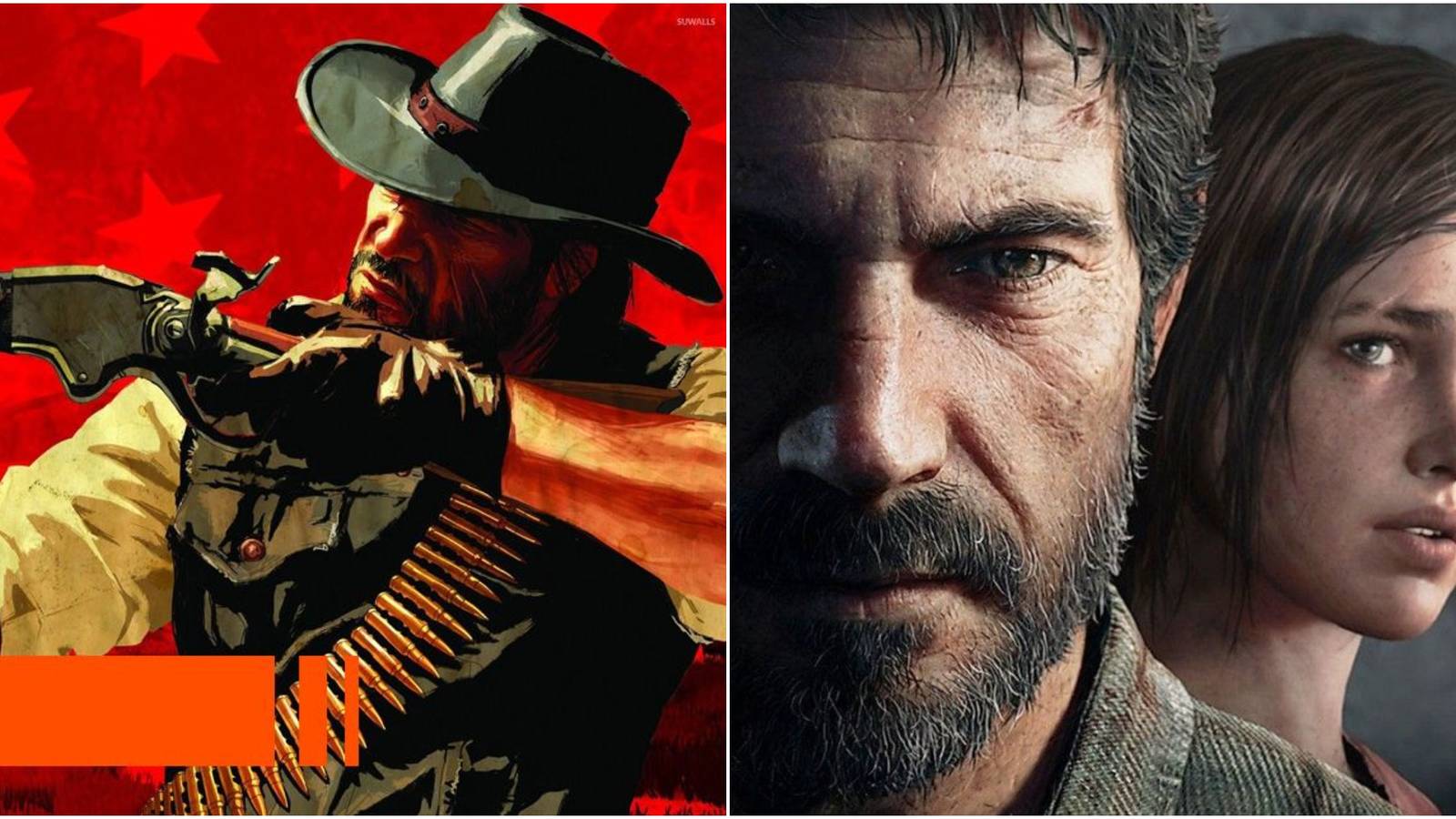 left: red dead redemption; right: Joel and Ellie in The Last Of Us