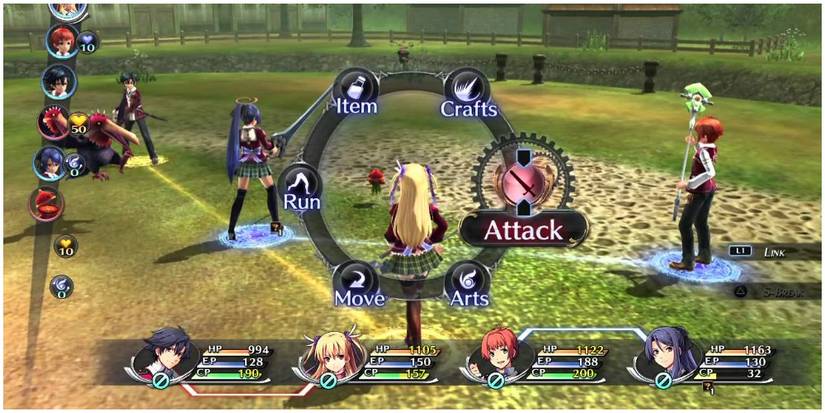 Trails of Cold Steel combat menu.