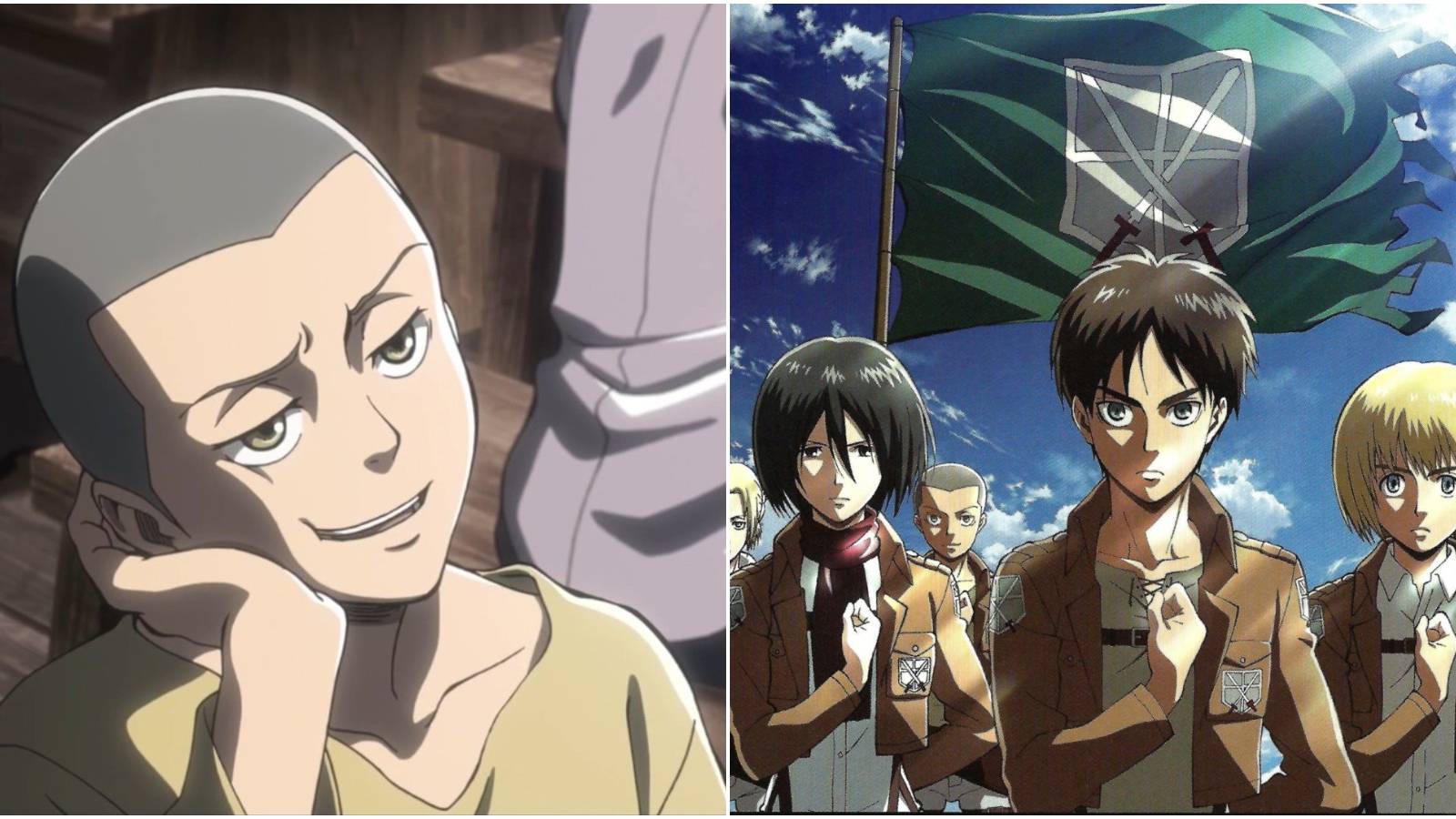 Left: Connie in Attack on Titan; right: the Survey Corps