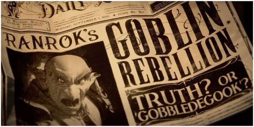 Newspaper with Goblin Rebellion headline.