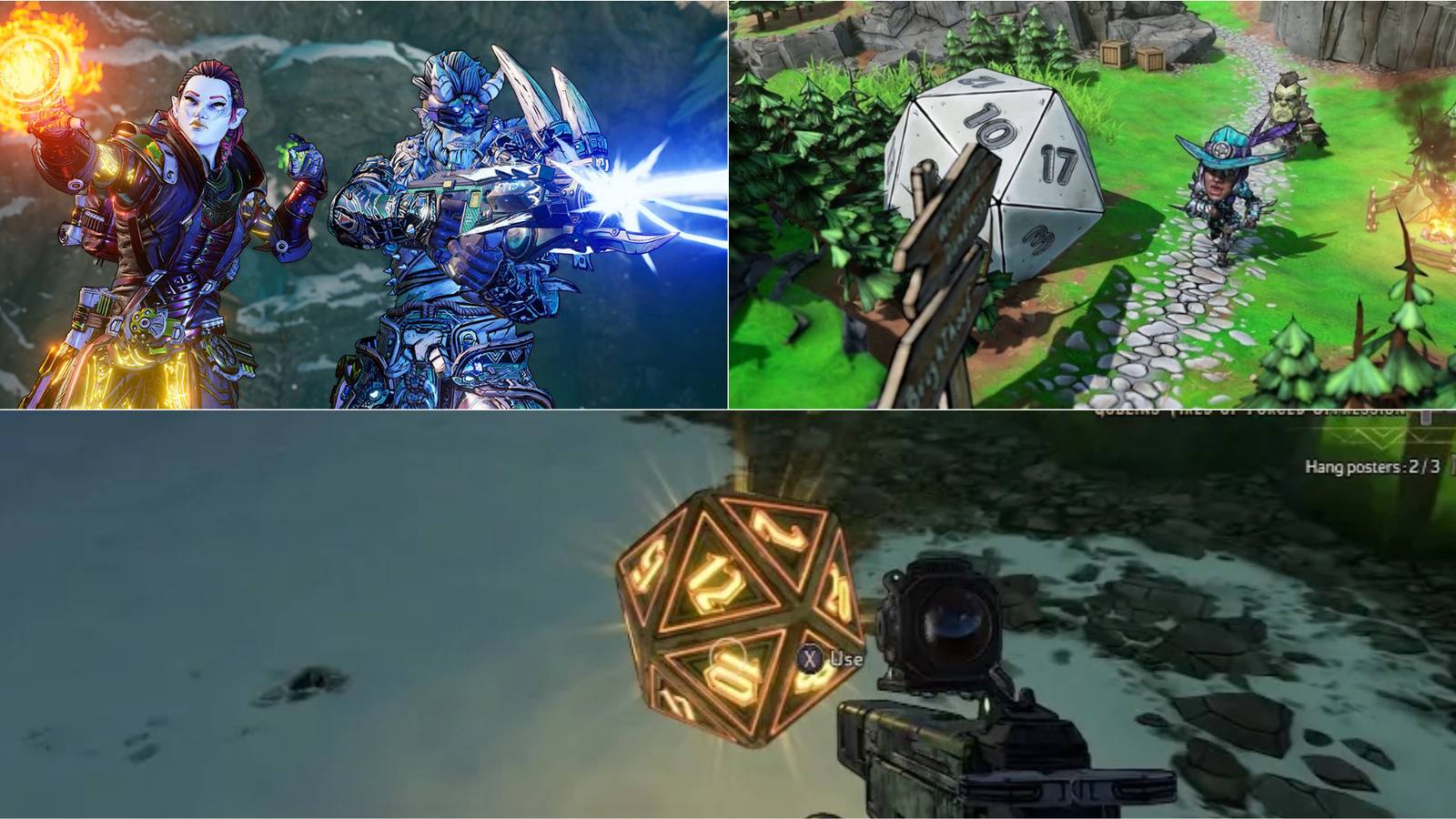 Gameplay footage of Tiny Tina's Wonderlands which includes the Lucky Dice. 