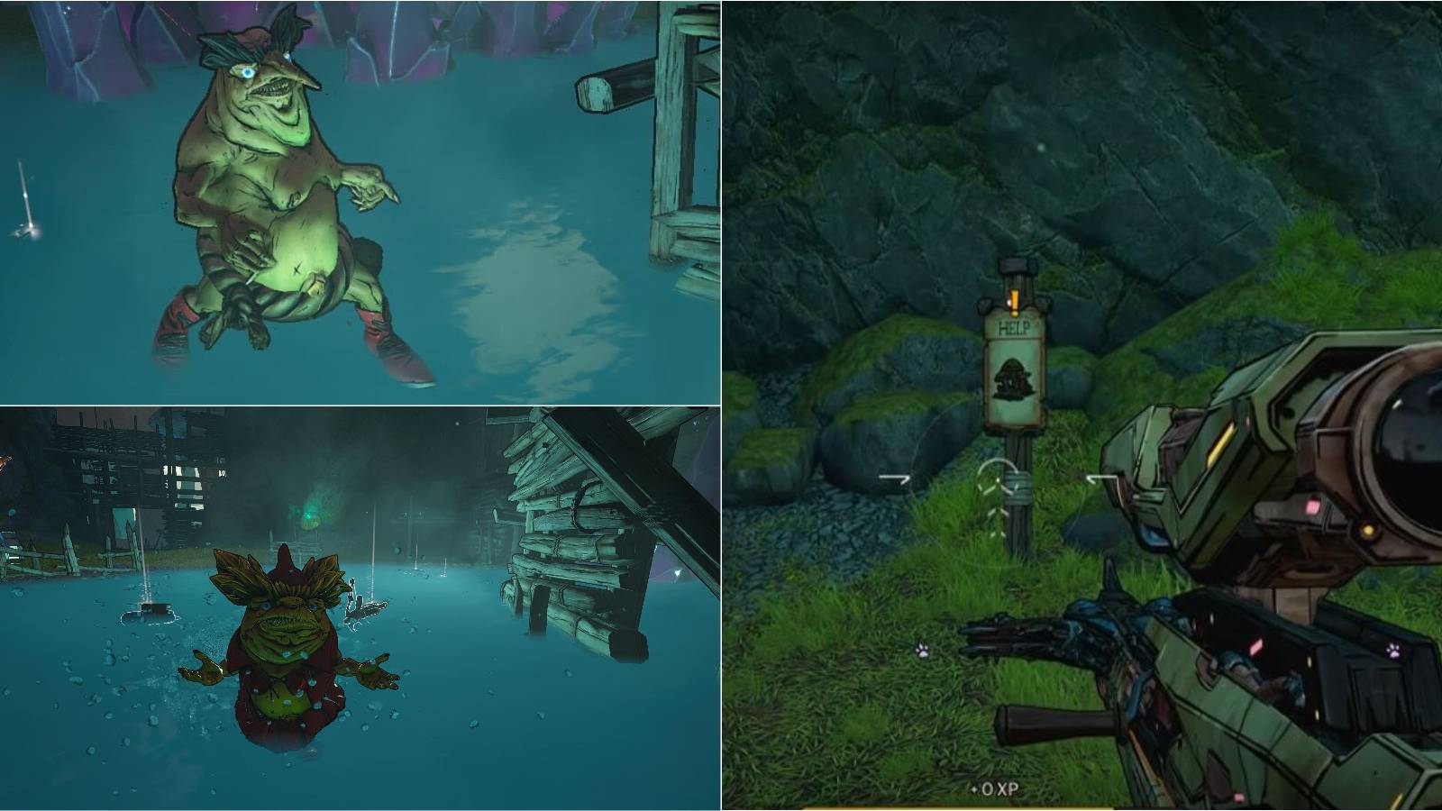 Showcase of various steps in Tiny Tina’s Wonderlandsm Little Boy Blues Quest