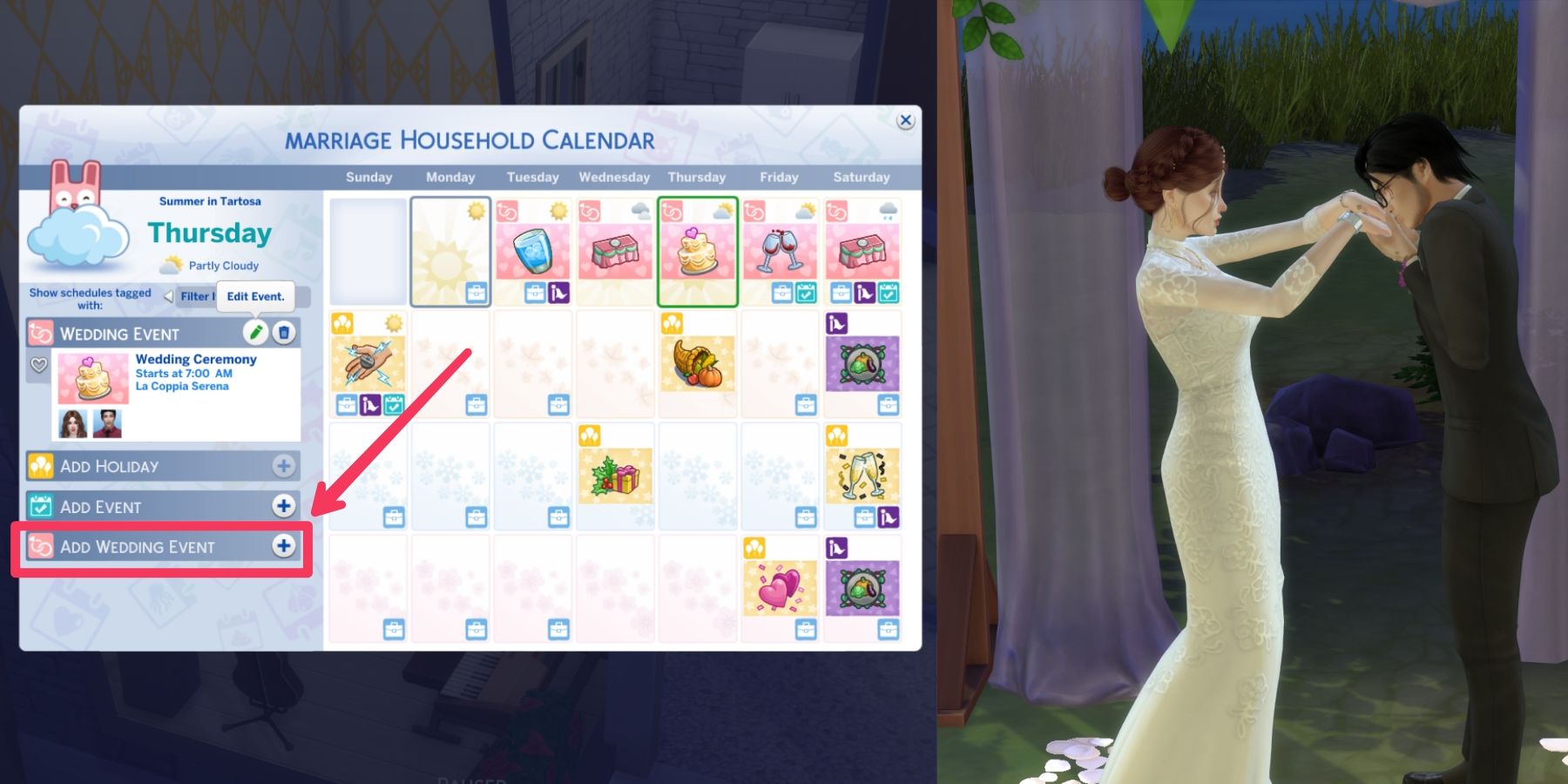 plan a vow renewal in the sims 4