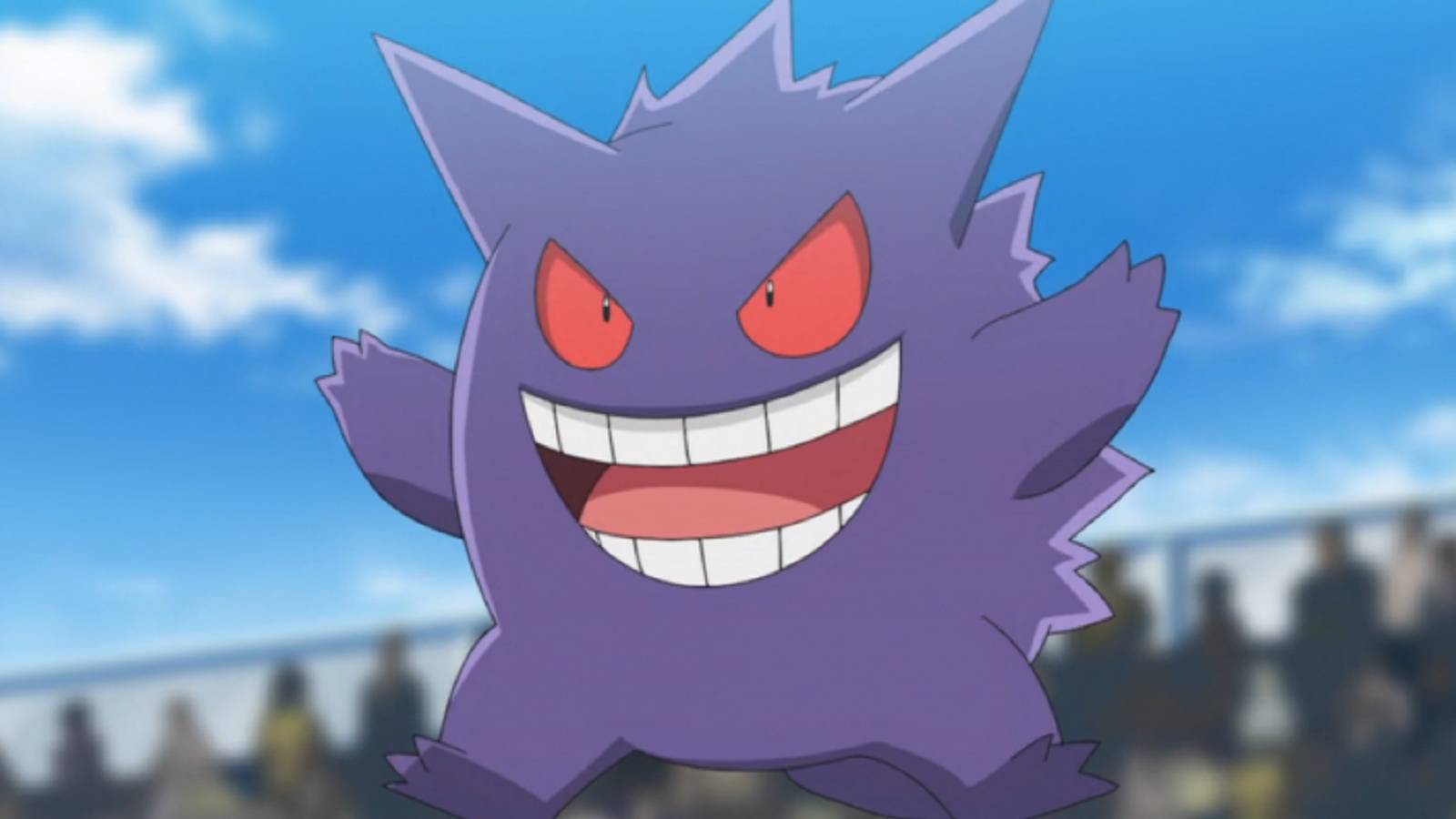 pokemon happy gengar soaring over crowd