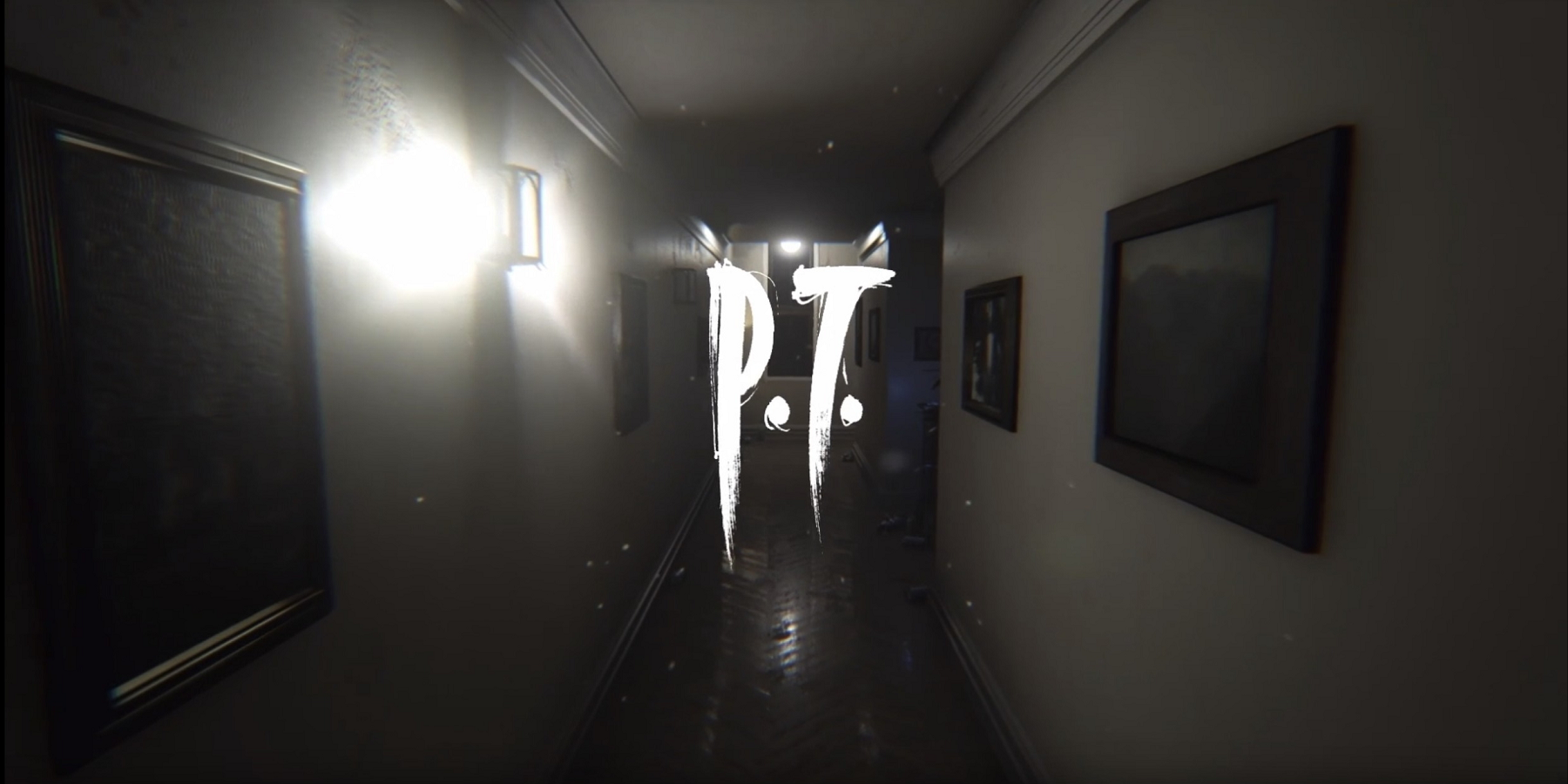 An image of the nightmarish corridor seen in the PT demo, complete with logo