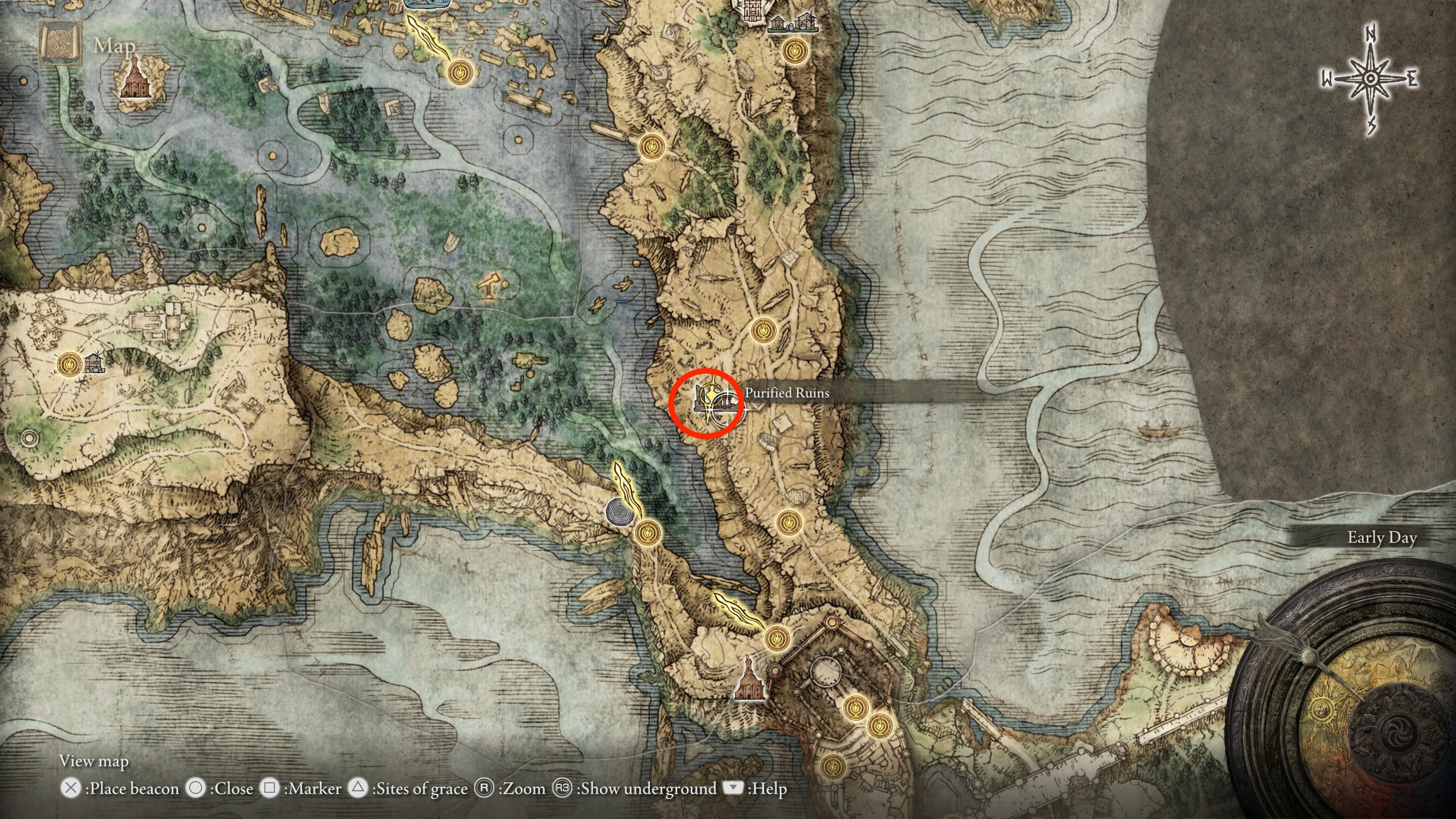 purified ruins elden ring location