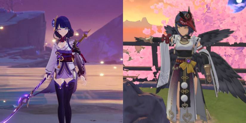raiden shogun and kujou sara in genshin impact