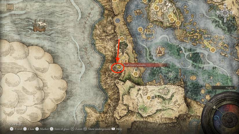 roads ends catacombs elden ring