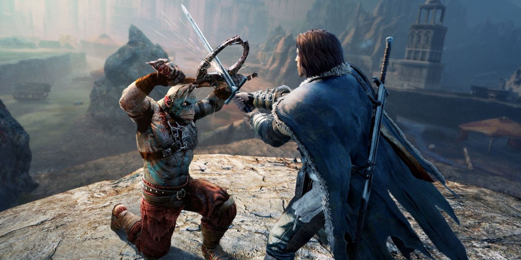 shadow of mordor talion fighting an orc