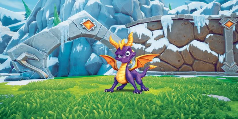 spyro reignited trilogy art showing spyro at snowy area.