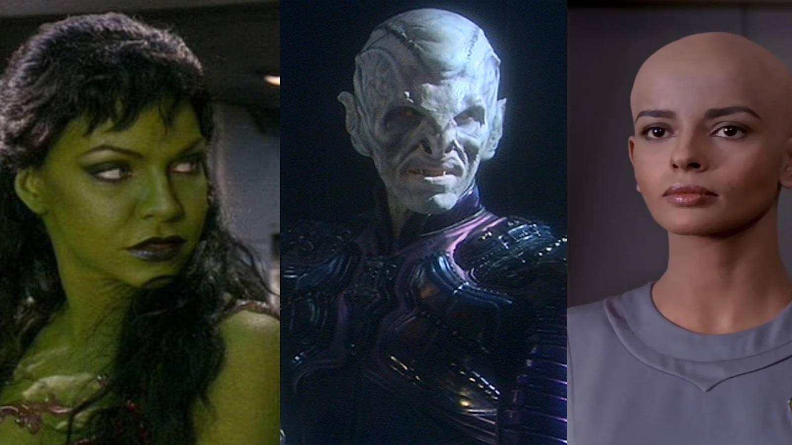 title split image Star Trek aliens Orion Reman Deltan