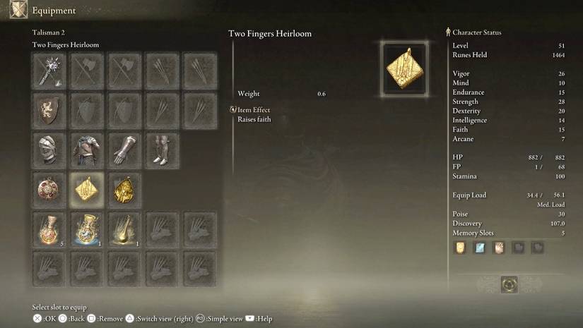 two fingers heirloom equip elden ring