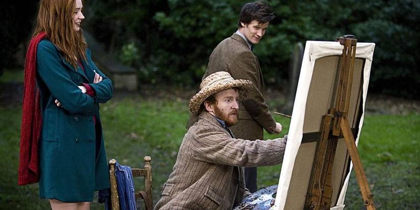 vincent painting while Amy and Eleven watch