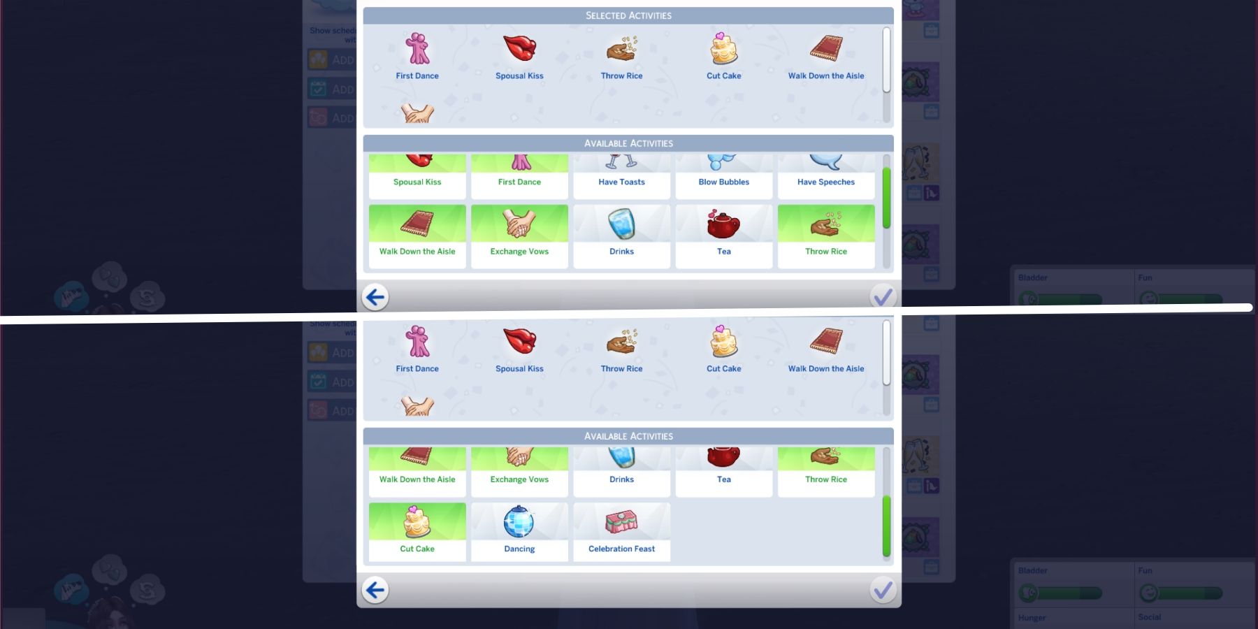 vow renewal activities in the sims 4