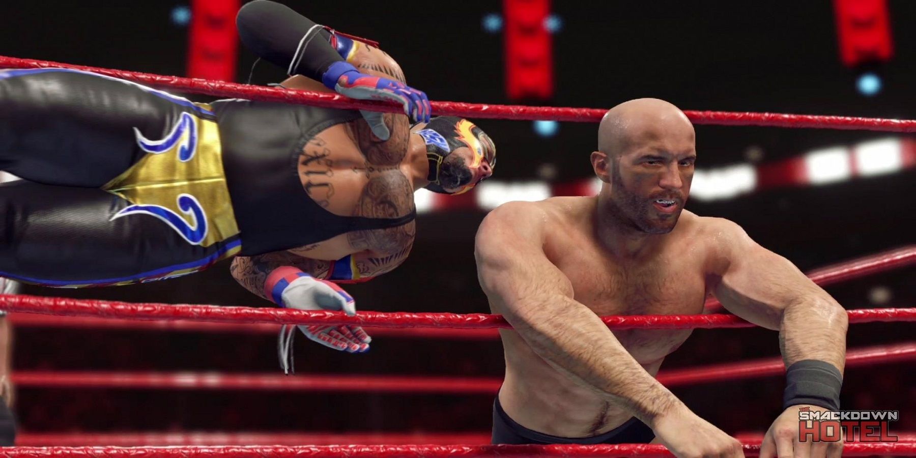 Mantan bintang WWE Cesaro melakukan kesalahan di tengah pertandingan kandang baja di WWE 2K22.