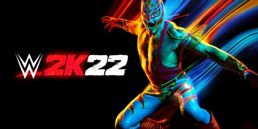 wwe 2k22 logo with rey mysterio
