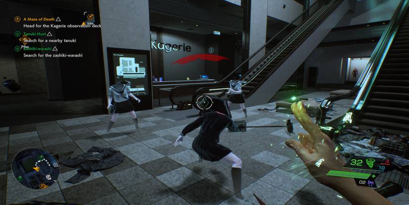 Fighting enemies in Ghostwire Tokyo