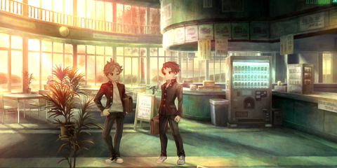 Kyuta and and Juro in the school canteen