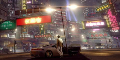 Wei shen getting out of a car in sleeping dogs