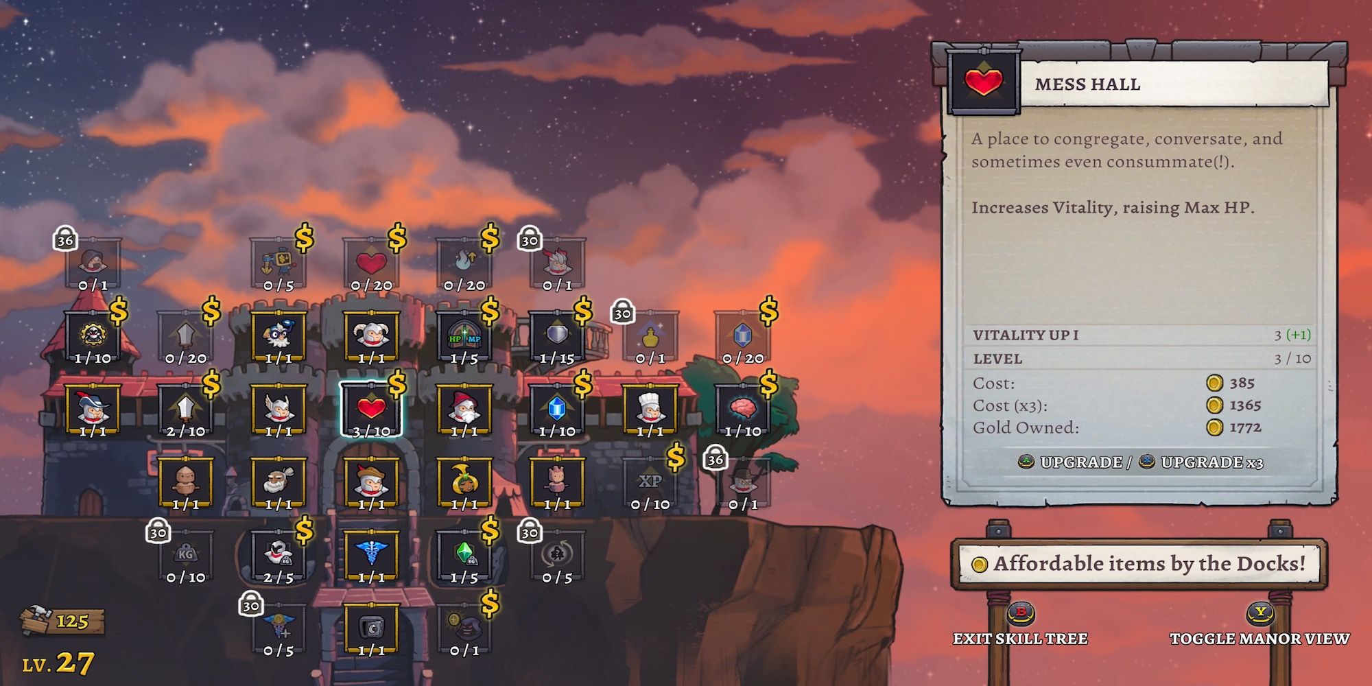The castle menu in Rogue Legacy 2