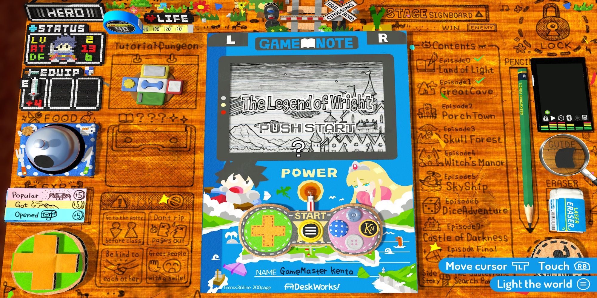 The title screen in RPG Time The Legend Of Wright