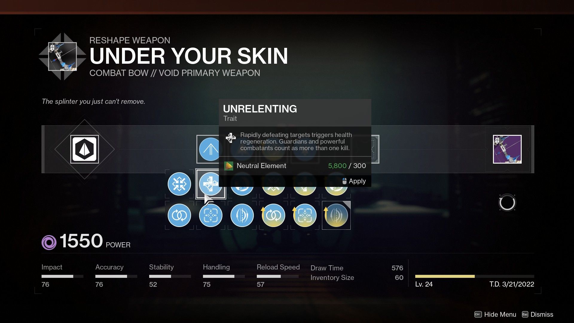 Destiny 2 What The God Roll on Under Your Skin Bow Is