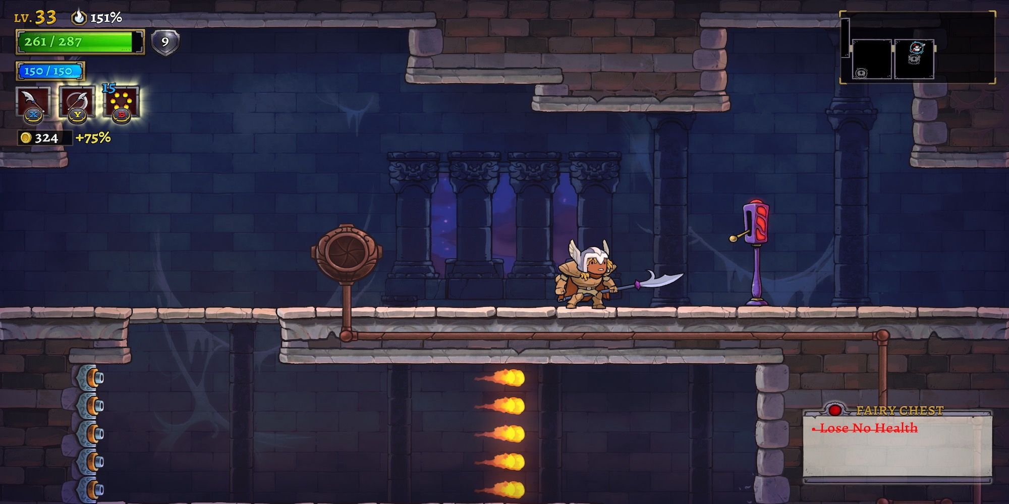 A challenge room in Rogue Legacy 2