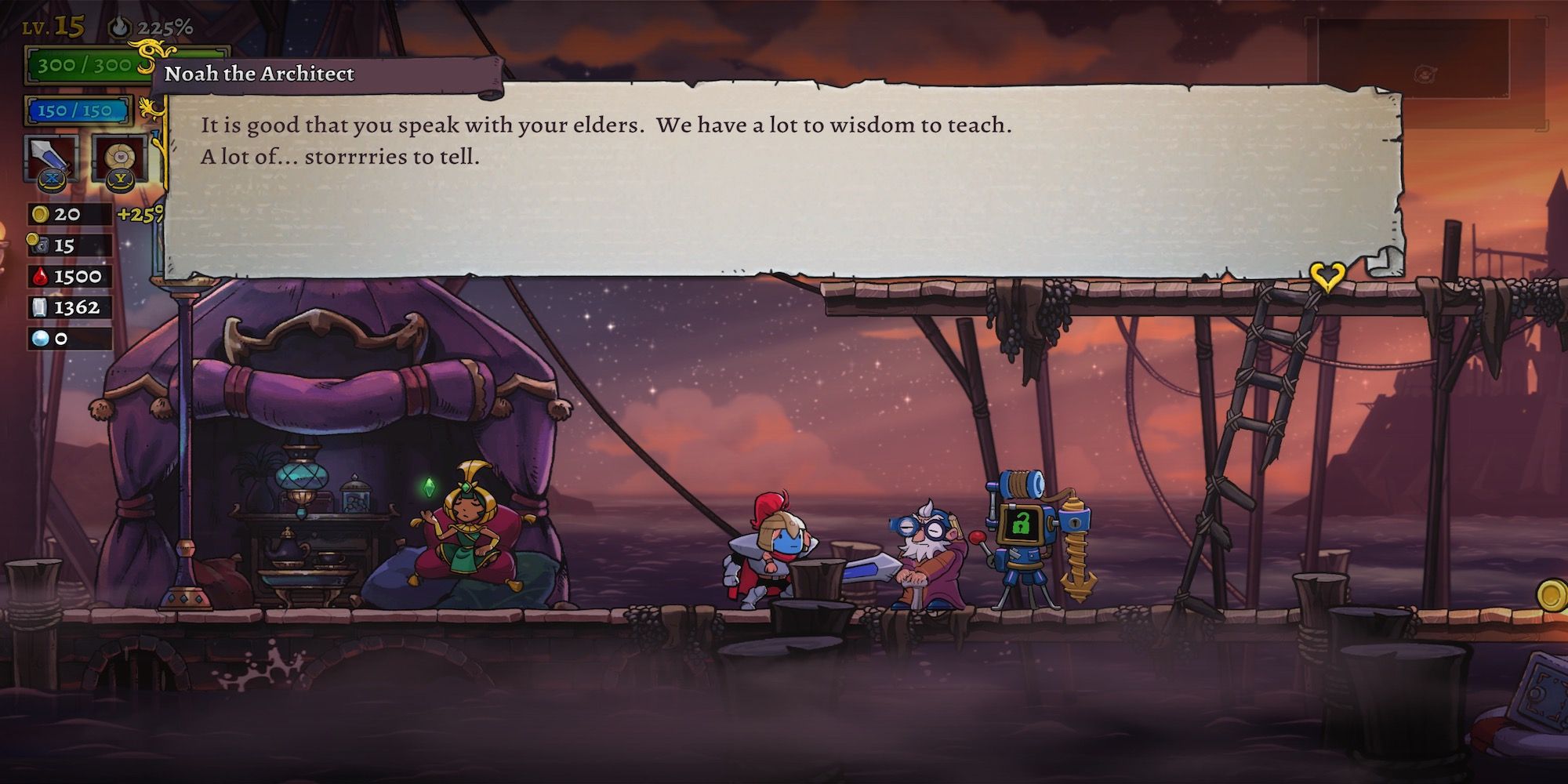 Talking to an NPC in Rogue Legacy 2