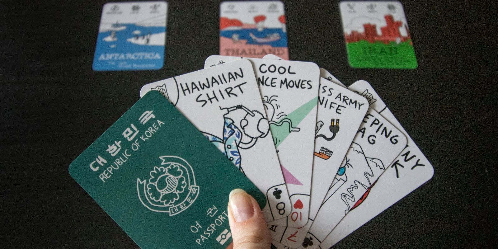 Itchy feet card game showing a player's hand