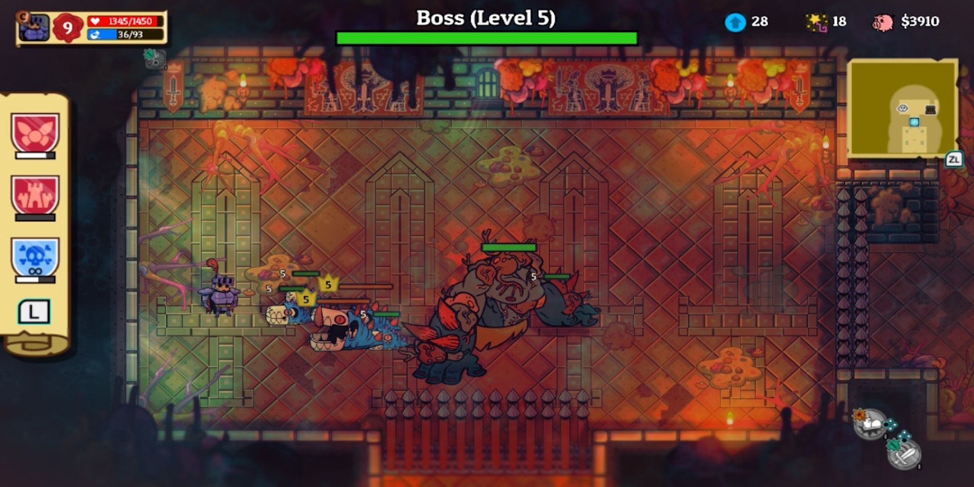 Fighting a boss in Nobody Saves the World