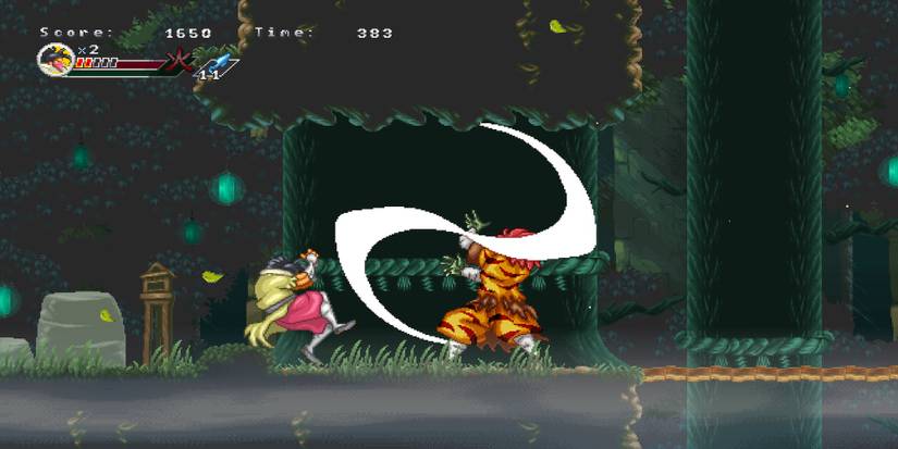 Fighting enemies in Ganryu 2 Hakuma Kojiro