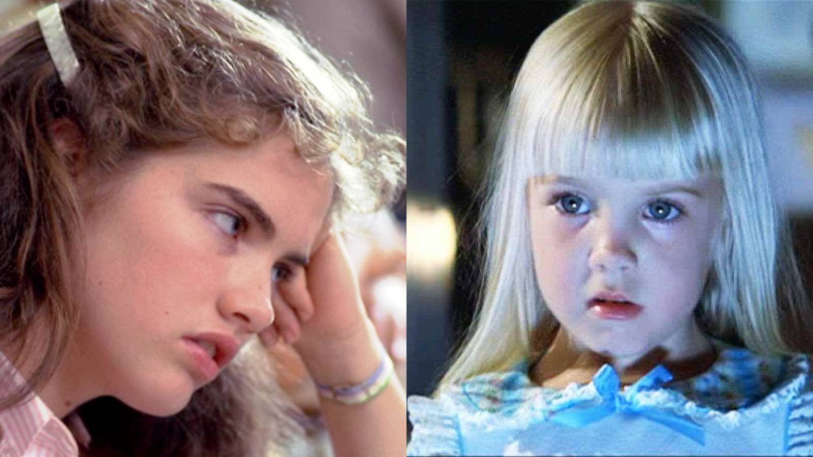 Split image of Nancy Thompson in A Nightmare On Elm Street and Carol Ann Freeing in Poltergeist